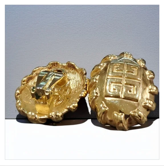 GIVENCHY Vintage 1980's Huge G Logo Clip-on Earrings New Old Stock - Picture 4 of 6